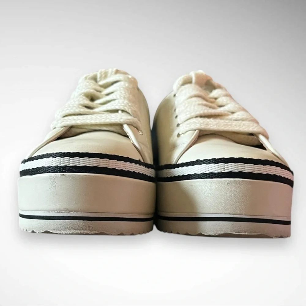 JOIE Women's Dabnis White Stripe Platform Sneakers‎ Size 37 | EUC